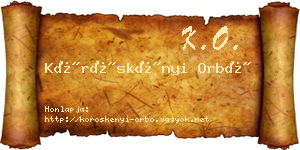 Köröskényi Orbó névjegykártya